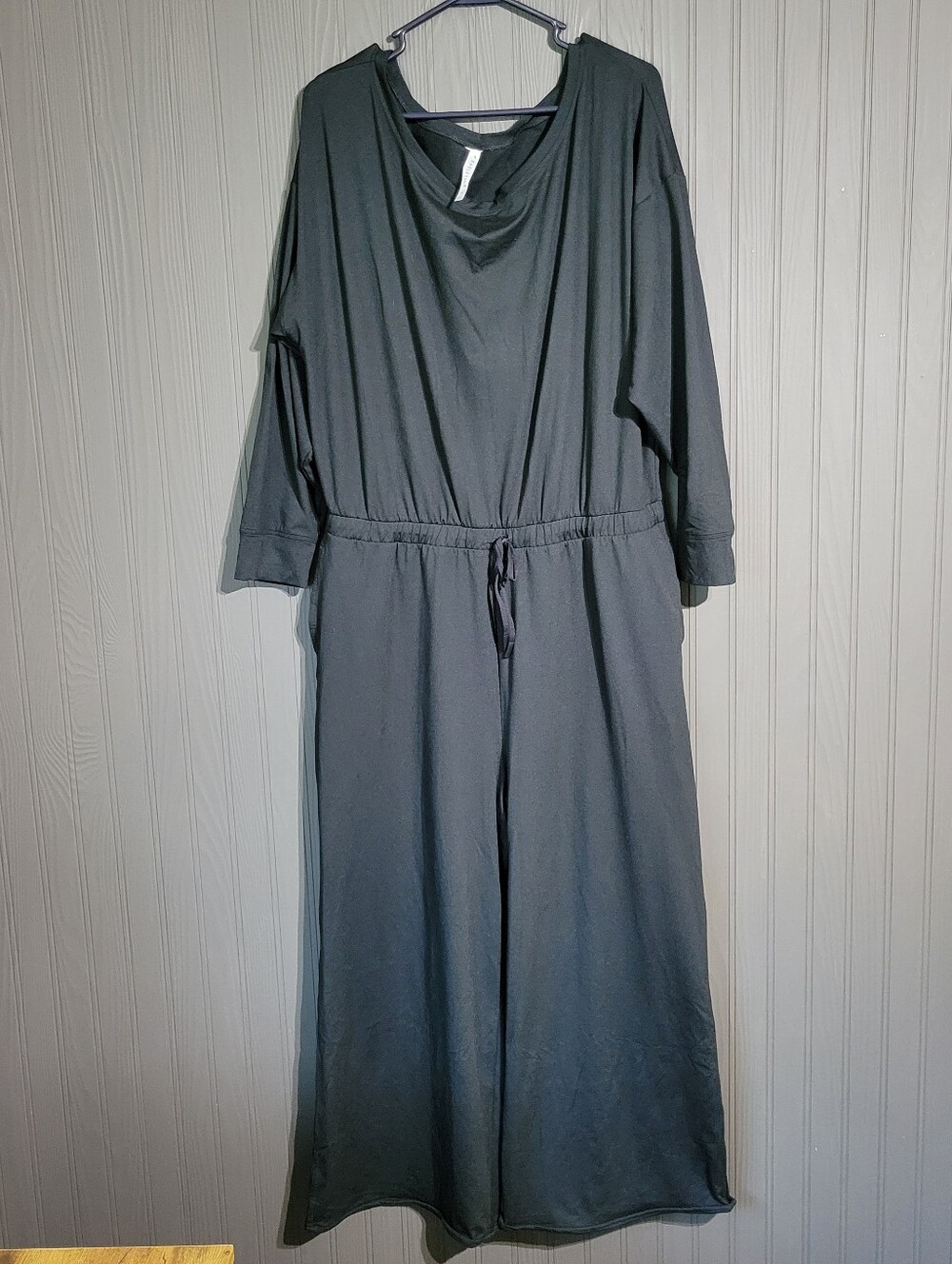 Fabletics Cloud Jersey Jumpsuit Onesie Off Shoulder Wide Leg Black Women's XL
